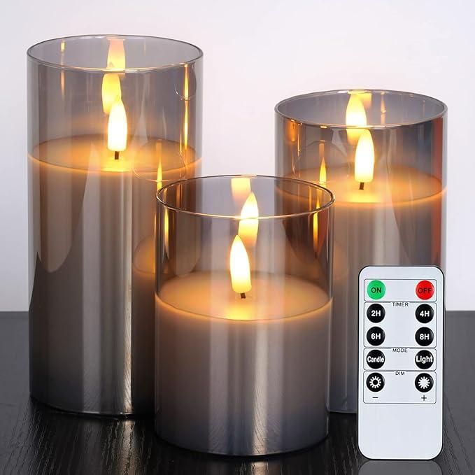 Magic Grey Glass Flameless Candles