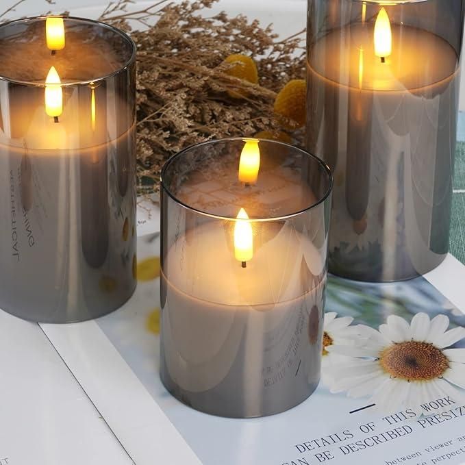 Magic Grey Glass Flameless Candles